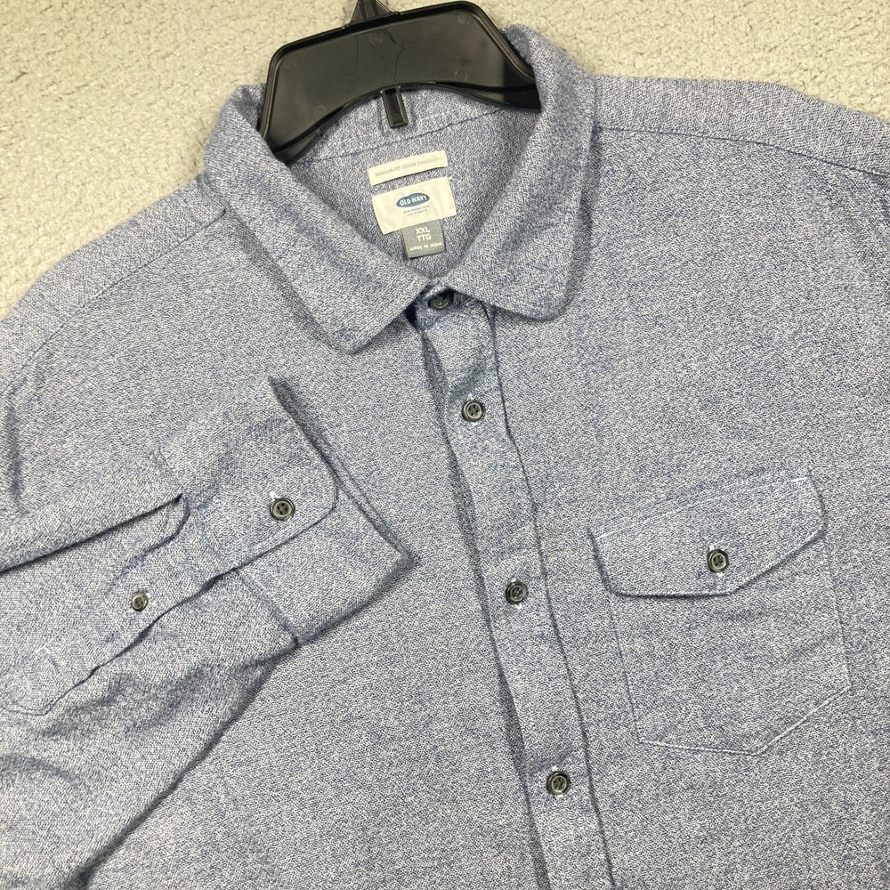 Old Navy Button Up Flannel Shirt Mens XL Blue Long Sleeve Soft Heritage Comfort